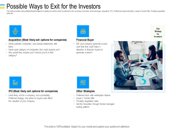 Mezzanine Debt Financing Pitch Deck Possible Ways To Exit For The Investors Themes PDF Mezzanine Debt Financing Pitch Deck Possible Ways To Exit For The Investors Themes PDF