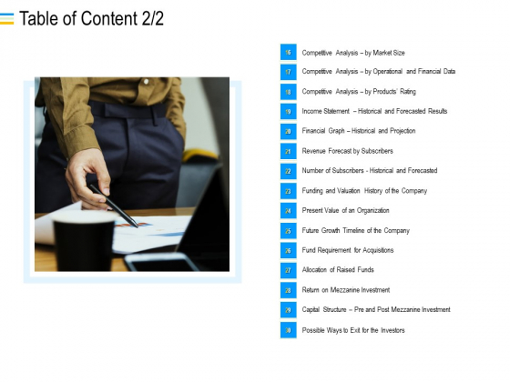 Mezzanine Debt Financing Pitch Deck Table Of Content Analysis Ppt Show Master Slide PDF Mezzanine Debt Financing Pitch Deck Table Of Content Analysis Ppt Show Master Slide PDF