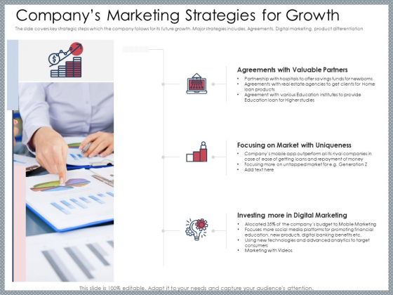 Mezzanine Venture Capital Funding Pitch Deck Companys Marketing Strategies For Growth Guidelines PDF