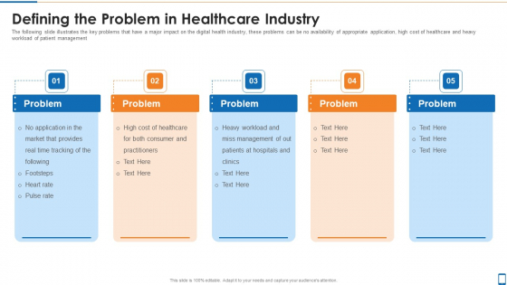 Mhealth Investor Funding Elevator Pitch Deck Defining The Problem In Healthcare Industry Information PDF Mhealth Investor Funding Elevator Pitch Deck Defining The Problem In Healthcare Industry Information PDF