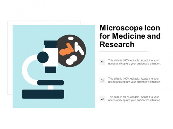 Microscope Icon For Medicine And Research Ppt PowerPoint Presentation Model Background Image