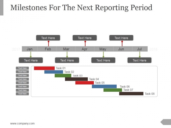 Milestones For The Next Reporting Period Template 3 Ppt PowerPoint Presentation Design Ideas Milestones For The Next Reporting Period Template 3 Ppt PowerPoint Presentation Design Ideas