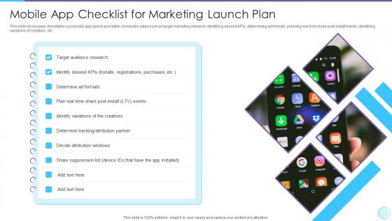 Mobile App Checklist For Marketing Launch Plan Portrait PDF Mobile App Checklist For Marketing Launch Plan Portrait PDF