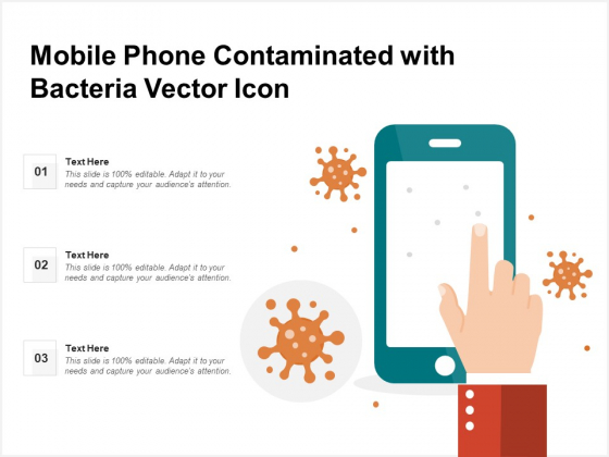 Mobile Phone Contaminated With Bacteria Vector Icon Ppt PowerPoint Presentation File Formats PDF