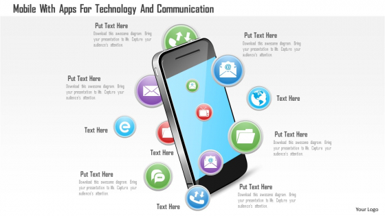 Mobile With Apps For Technology And Communication Powerpoint Template