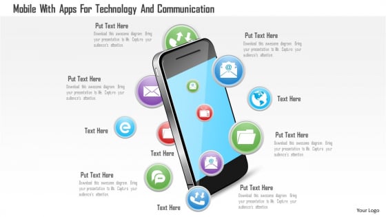 Mobile With Apps For Technology And Communication Powerpoint Template Mobile With Apps For Technology And Communication Powerpoint Template