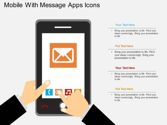 Mobile With Message Apps Icons Powerpoint Template