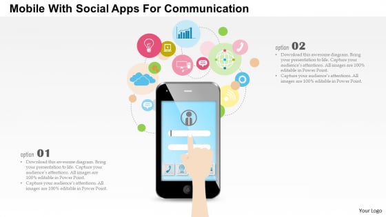 Mobile With Social Apps For Communication Powerpoint Template Mobile With Social Apps For Communication Powerpoint Template