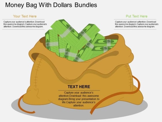 Money Bag With Dollars Bundles Powerpoint Template Money Bag With Dollars Bundles Powerpoint Template