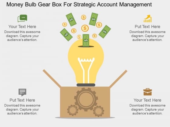 Money Bulb Gear Box For Strategic Account Management Powerpoint Template Money Bulb Gear Box For Strategic Account Management Powerpoint Template