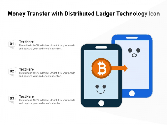 Money Transfer With Distributed Ledger Technology Icon Ppt PowerPoint Presentation File Format PDF