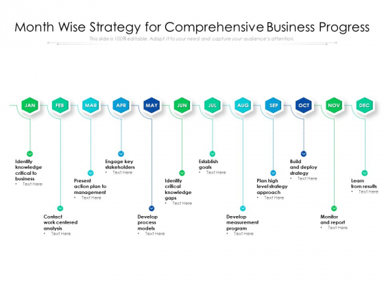 Month Wise Strategy For Comprehensive Business Progress Ppt PowerPoint Presentation Model Show PDF