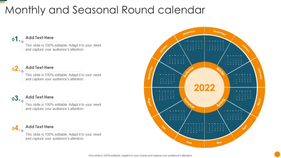 Monthly And Seasonal Round Calendar Icons PDF