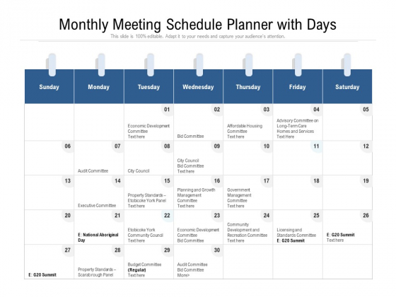 Monthly Meeting Schedule Planner With Days Ppt PowerPoint Presentation File Good PDF Monthly Meeting Schedule Planner With Days Ppt PowerPoint Presentation File Good PDF