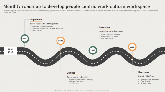 Monthly Roadmap To Develop People Centric Work Culture Workspace Inspiration PDF Monthly Roadmap To Develop People Centric Work Culture Workspace Inspiration PDF