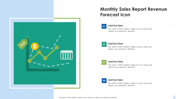 Monthly Sales Report Revenue Forecast Icon Inspiration PDF