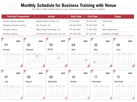 Monthly Schedule For Business Training With Venue Ppt PowerPoint Presentation Styles Images PDF Monthly Schedule For Business Training With Venue Ppt PowerPoint Presentation Styles Images PDF