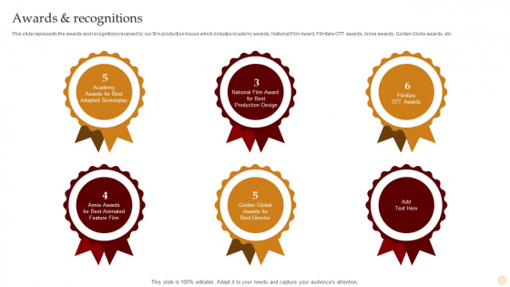 Motion Pictures Production Company Profile Awards And Recognitions Mockup PDF Motion Pictures Production Company Profile Awards And Recognitions Mockup PDF