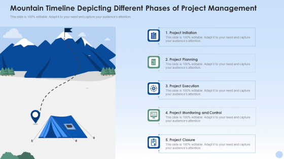 Mountain Timeline Depicting Different Phases Of Project Management Introduction PDF