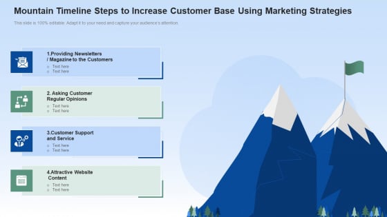 Mountain Timeline Steps To Increase Customer Base Using Marketing Strategies Ideas PDF