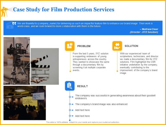 Movie Production Proposal Template Case Study For Film Production Services Elements PDF Movie Production Proposal Template Case Study For Film Production Services Elements PDF