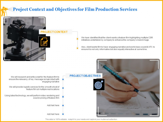Movie Production Proposal Template Project Context And Objectives For Film Production Services Clipart PDF Movie Production Proposal Template Project Context And Objectives For Film Production Services Clipart PDF