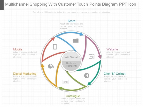Multichannel Shopping With Customer Touch Points Diagram Ppt Icon