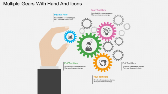 Multiple Gears With Hand And Icons Powerpoint Template