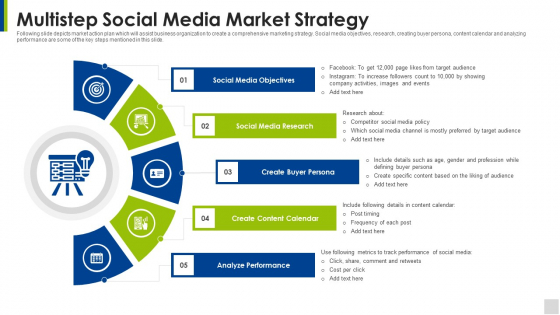 Multistep Social Media Market Strategy Brochure PDF