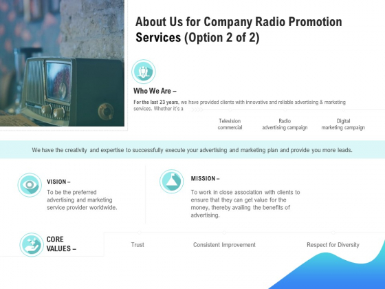 Music Promotion Consultation About Us For Company Radio Promotion Services Vision Designs PDF