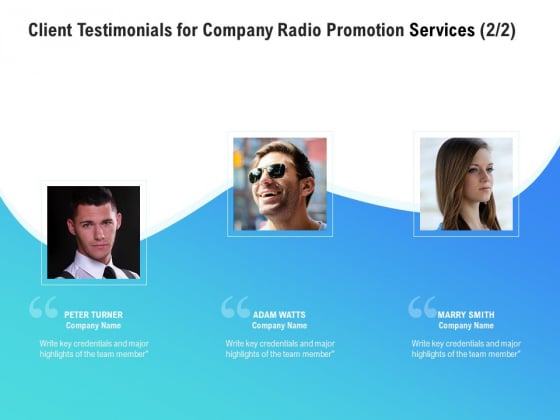 Music Promotion Consultation Client Testimonials For Company Radio Services Graphics PDF Music Promotion Consultation Client Testimonials For Company Radio Services Graphics PDF