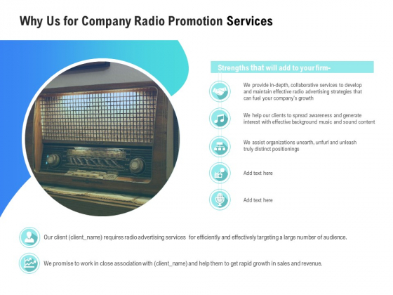 Music Promotion Consultation Why Us For Company Radio Promotion Services Sample PDF
