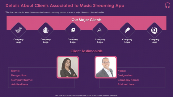 Music Streaming App Details About Clients Associated To Music Streaming App Information PDF
