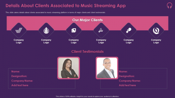 Music Streaming App Details About Clients Associated To Music Streaming App Information PDF Music Streaming App Details About Clients Associated To Music Streaming App Information PDF