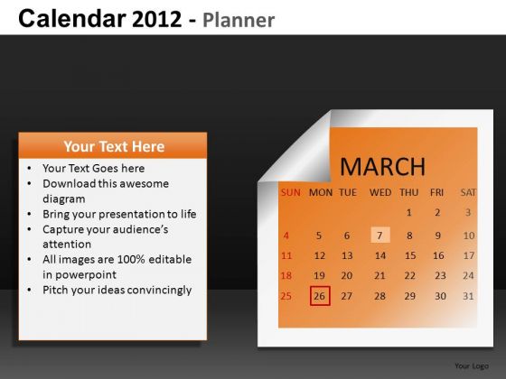 March 2012 Calendar PowerPoint Slides March 2012 Calendar PowerPoint Slides
