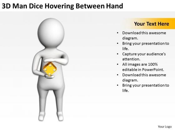 Men At Work Business As Usual 3d Man Dice Hovering Between Hand PowerPoint Slides Men At Work Business As Usual 3d Man Dice Hovering Between Hand PowerPoint Slides