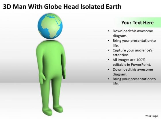 Men In Business Man With Globe Head Isolated Earth PowerPoint Templates Ppt Backgrounds For Slides