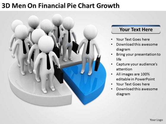 Men In Business On Financial Pie Chart Growth PowerPoint Templates Ppt Backgrounds For Slides