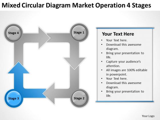 Mixed Circular Diagram Market Operation 4 Stages Marketing Plan PowerPoint Slides