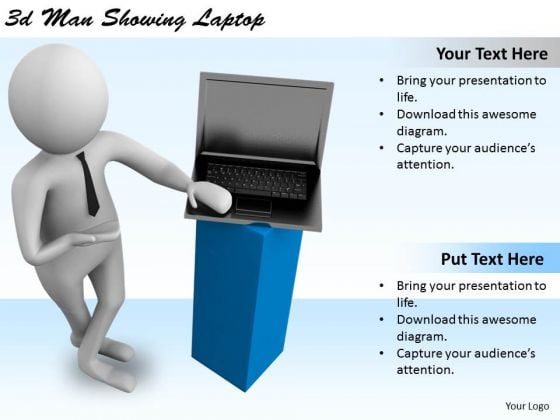 Modern Marketing Concepts 3d Man Showing Laptop Business Modern Marketing Concepts 3d Man Showing Laptop Business