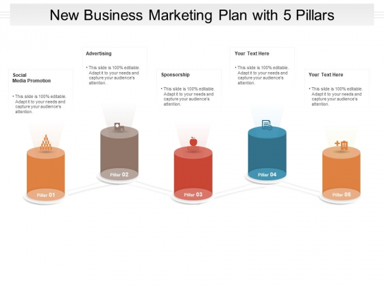 New Business Marketing Plan With 5 Pillars Ppt PowerPoint Presentation Inspiration Infographics PDF