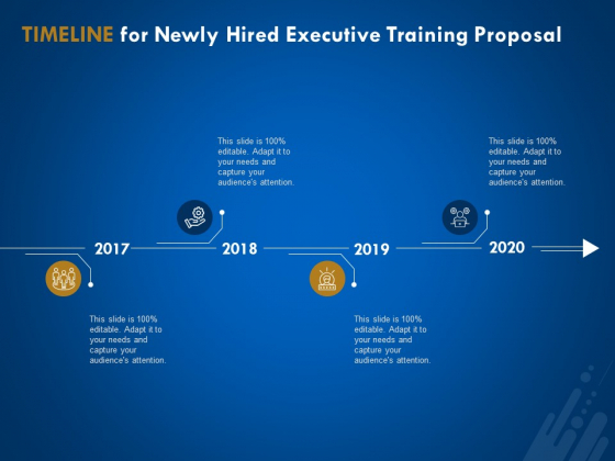 New Employee Onboard Timeline For Newly Hired Executive Training Proposal Ppt Pictures Graphic Tips PDF