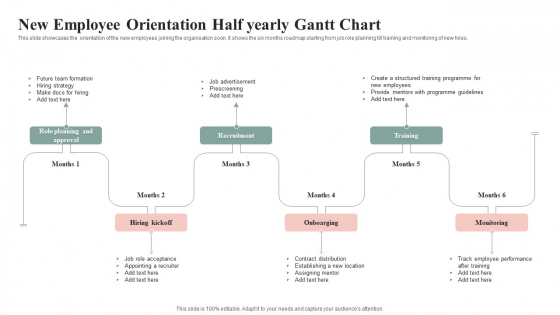 New Employee Orientation Half Yearly Gantt Chart Formats PDF