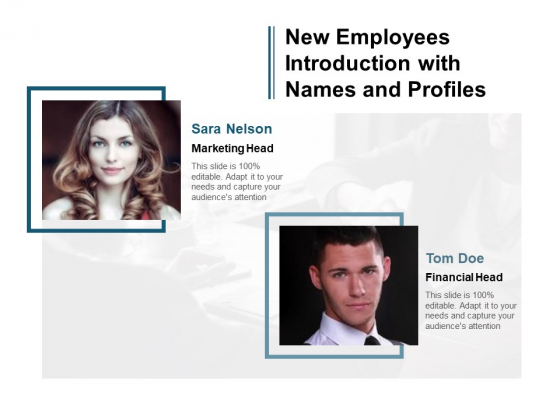 New Employees Introduction With Names And Profiles Ppt Powerpoint Presentation Show Introduction