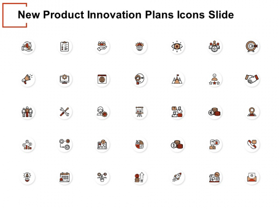 New Product Innovation Plans Icons Slide Target Ppt PowerPoint Presentation File Maker