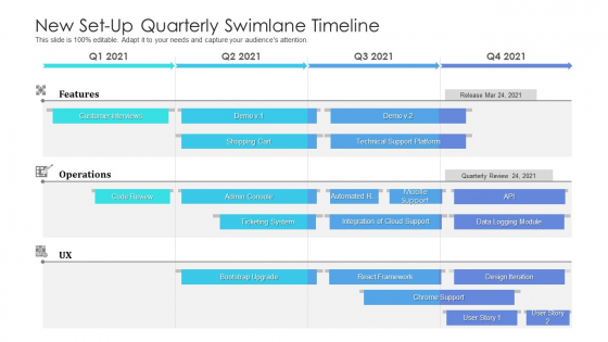 New Set Up Quarterly Swimlane Timeline Brochure