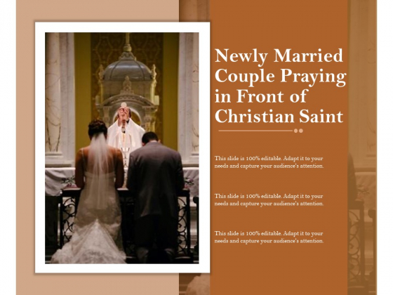 Newly Married Couple Praying In Front Of Christian Saint Ppt PowerPoint Presentation Portfolio Themes PDF