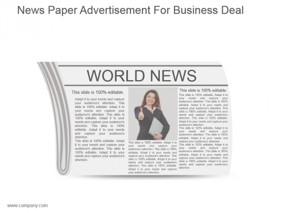 News Paper Advertisement For Business Deal Ppt Summary