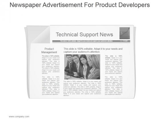 Newspaper Advertisement For Product Developers Ppt PowerPoint Presentation Show