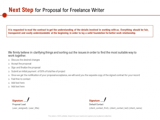 Next Step For Proposal For Freelance Writer Ppt PowerPoint Presentation Inspiration Ideas PDF Next Step For Proposal For Freelance Writer Ppt PowerPoint Presentation Inspiration Ideas PDF